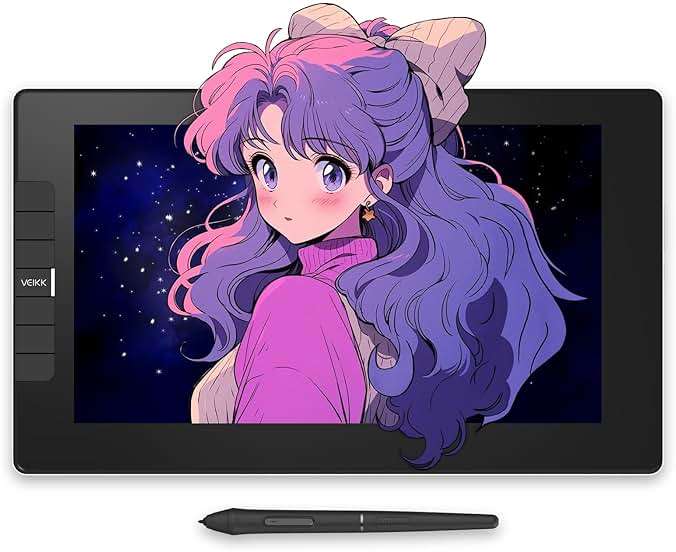 VEIKK VK1200 V2 Drawing Tablet with Screen,11.6-inch Full-Laminated Graphic Drawing Monitor,2 Battery-Free Pens with Tilt Function,6 Customizable Keys,Anti-Glare Glass(Must be Connected to PC to Work) - Image 10