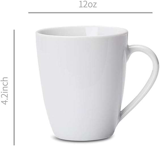 Amazon Basics Porcelain Heat Resistant Coffee Mugs, Microwave and Oven Safe, 12 oz, White, 12 Count - Image 4