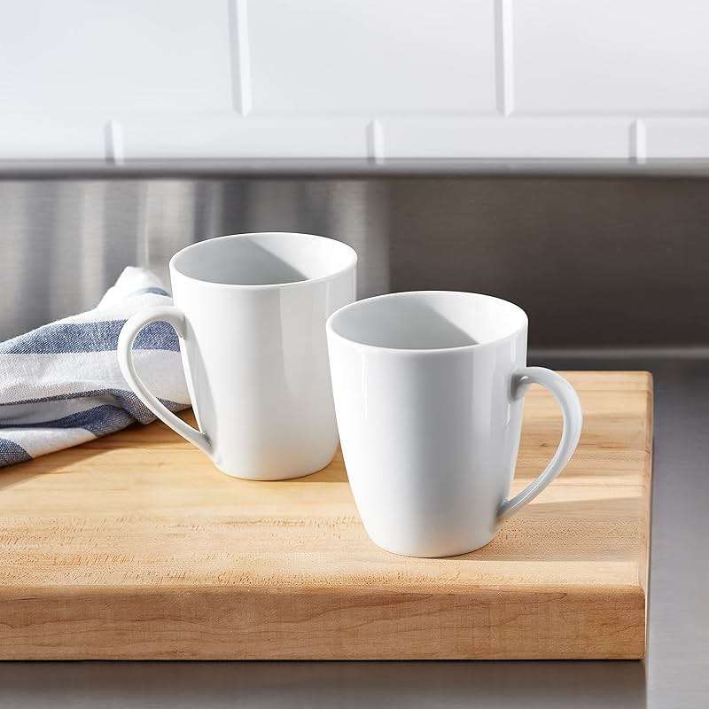 Amazon Basics Porcelain Heat Resistant Coffee Mugs, Microwave and Oven Safe, 12 oz, White, 12 Count - Image 5