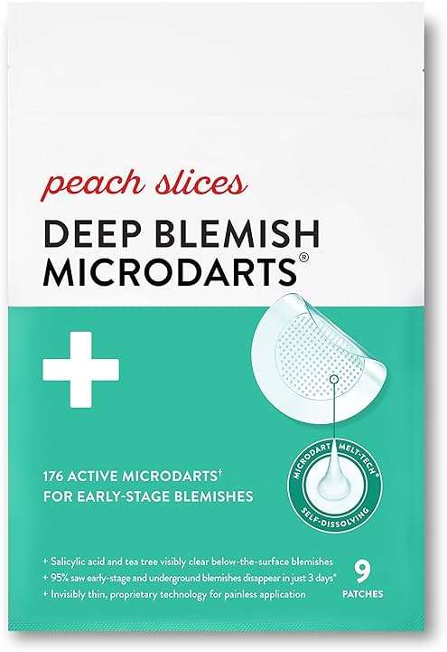 Peach Slices - Deep Blemish Microdarts (9 ct) - Early Stage Pimple Patches for Face - Salicylic Acid, Niacinamide, Hyaluronic Acid, Tea Tree Oil & Cica - Vegan, Cruelty Free, Korean Skin Care & Beauty | Salicylic Acid - Image 1