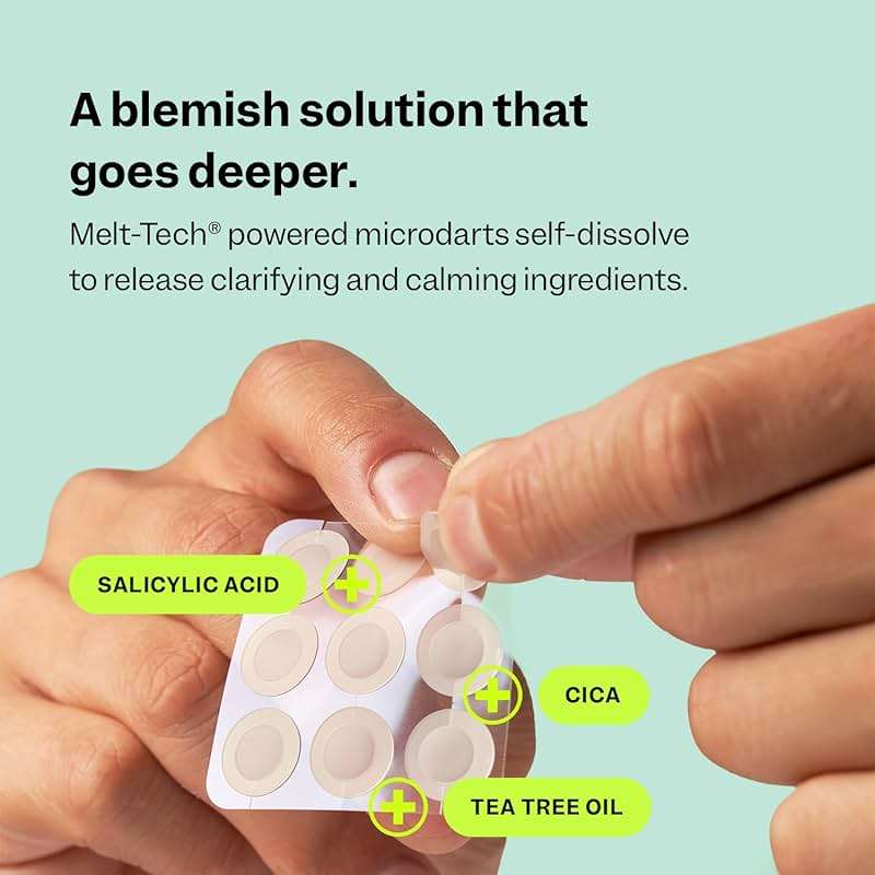 Peach Slices - Deep Blemish Microdarts (9 ct) - Early Stage Pimple Patches for Face - Salicylic Acid, Niacinamide, Hyaluronic Acid, Tea Tree Oil & Cica - Vegan, Cruelty Free, Korean Skin Care & Beauty | Salicylic Acid - Image 4