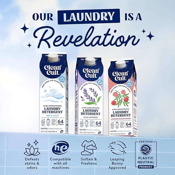Ultra Concentrated Liquid Laundry Detergent Soap, 64 loads (32 oz), Long Lasting Scent, 90% Less Plastic, No Harsh Chemicals, Juniper Sandalwood, Defeats Stains & Odors, HE/Standard Compatible - Image 2