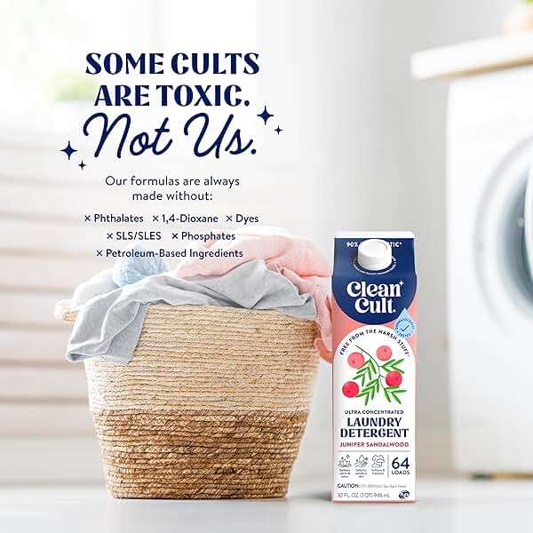 Ultra Concentrated Liquid Laundry Detergent Soap, 64 loads (32 oz), Long Lasting Scent, 90% Less Plastic, No Harsh Chemicals, Juniper Sandalwood, Defeats Stains & Odors, HE/Standard Compatible - Image 5