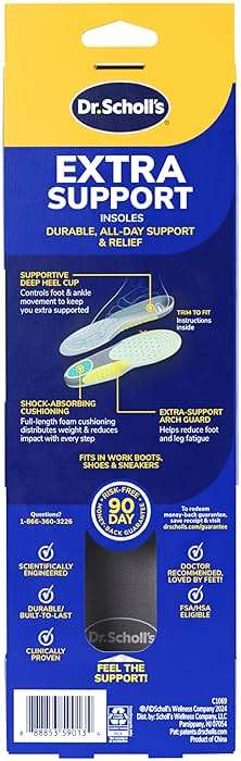 Dr. Scholl's Extra Support Shoe Insoles for Women, Size 6-11, 1 Pair: Designed for Plus-Size and Tall Women, Arch Inserts - Helps Reduce Lower Back Pain and Foot & Leg Fatigue - Image 9
