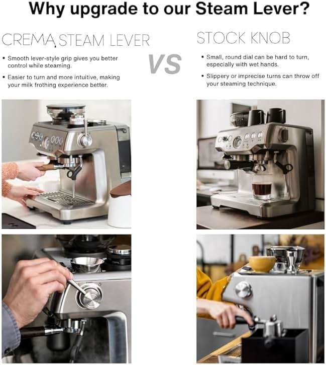 CREMA Coffee Products Replacement Steam Lever for Breville Espresso Machines | Ergonomic Stainless Steel Design | Compatible with Barista Express, Infuser, Barista Pro | Easy Grip | Silver Finish - Image 5