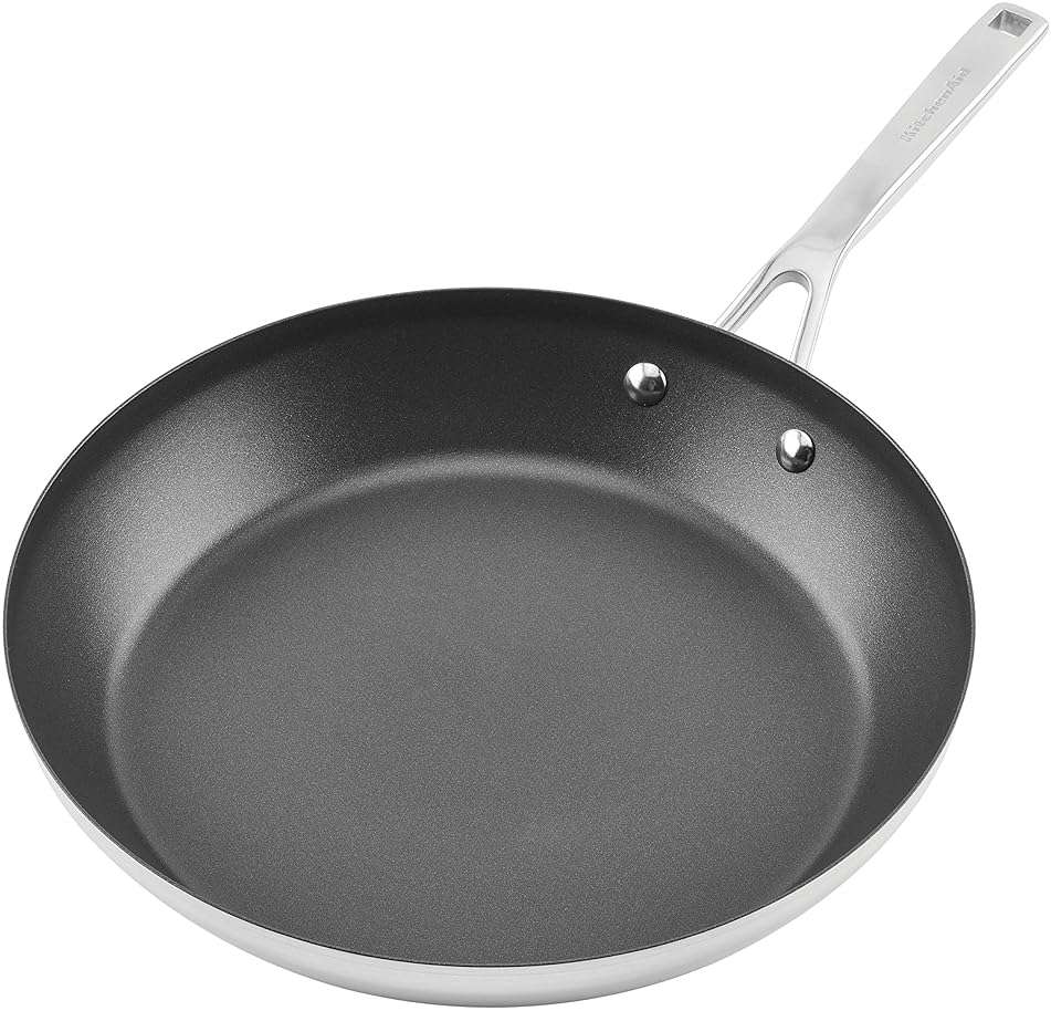 KitchenAid Stainless Steel 3-Ply Base Nonstick Induction Frying Pan, 12-Inch, Brushed Stainless Steel - Image 8