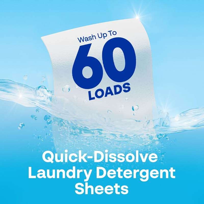 Earth Breeze Laundry Detergent Sheets Fresh Scent - 60 Loads Eco Liquidless Soap - Travel-Friendly for Hot & Cold Cycles, Tackles Tough Stains & Odors - Gentle on Skin, 30 Ct - Image 5