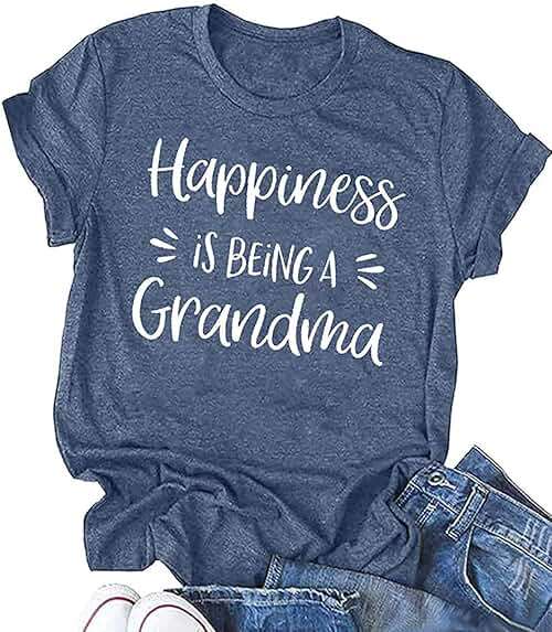 Grandma Shirts for Women Happiness is Being a Grandma Letter Printed Tshirt Grandmother Casual Short Sleeve Tee Tops - Image 1