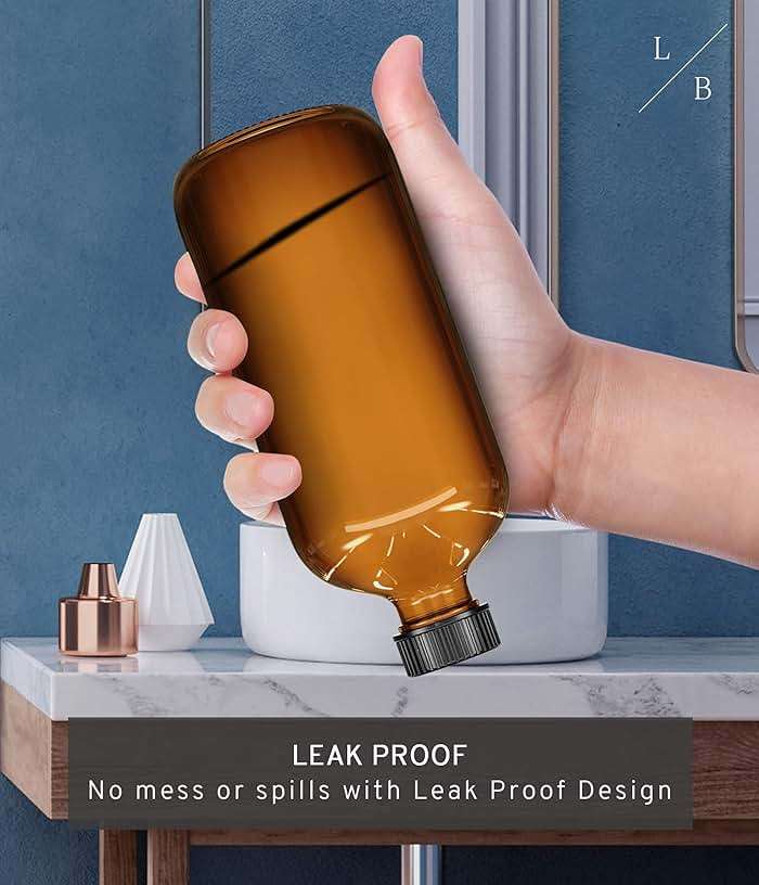 LiBa Amber Glass Spray Bottles 2 Pack, 16 oz Refillable Empty Spray Bottle for Cleaning, Essential Oils, Hair, Plants, Adjustable Nozzle for Squirt and Mist, Bleach/Vinegar/Rubbing Alcohol Safe - Image 7