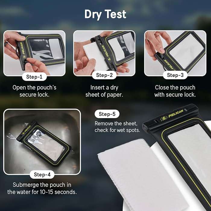 Pelican Marine - IP68 Waterproof Phone Pouch (Regular Size) Floating Waterproof Phone Case - Beach Cruise Ship Travel Essentials - Works with All Phones - Detachable Lanyard - Black/Hi-Vis Yellow - Image 8