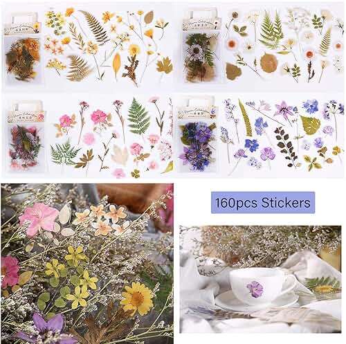 RISYPISY 160pcs Pre-Cut Scrapbooks Natural Stickers, Floral and Plant Sticker for DIY Craft, Planners, Journal, Notebook, Laptop, Cell Phone, Calendars, Wedding Scrapbooking, PET Material, Colorful - Image 7