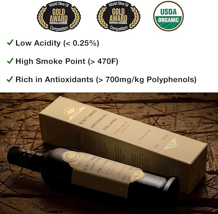 Entimio Cortese Organic Italian Extra Virgin Olive Oil from Italy, 800+ mg/kg High in Polyphenols, 2026 Gold Winner, Tuscany Early Harvest evoo, Cold Extracted, Lab Tested - 16.9 fl oz - Image 2