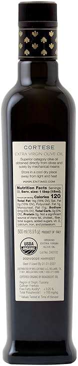 Entimio Cortese Organic Italian Extra Virgin Olive Oil from Italy, 800+ mg/kg High in Polyphenols, 2026 Gold Winner, Tuscany Early Harvest evoo, Cold Extracted, Lab Tested - 16.9 fl oz - Image 8
