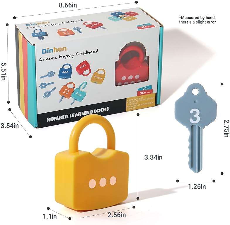 Dinhon Kids Learning Locks with Keys Numbers Matching & Counting Montessori Educational Toys for Ages 3 4 5 Boys and Girls Preschool Games Gifts - Image 2