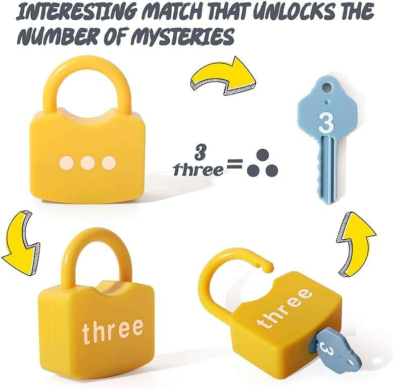 Dinhon Kids Learning Locks with Keys Numbers Matching & Counting Montessori Educational Toys for Ages 3 4 5 Boys and Girls Preschool Games Gifts - Image 4