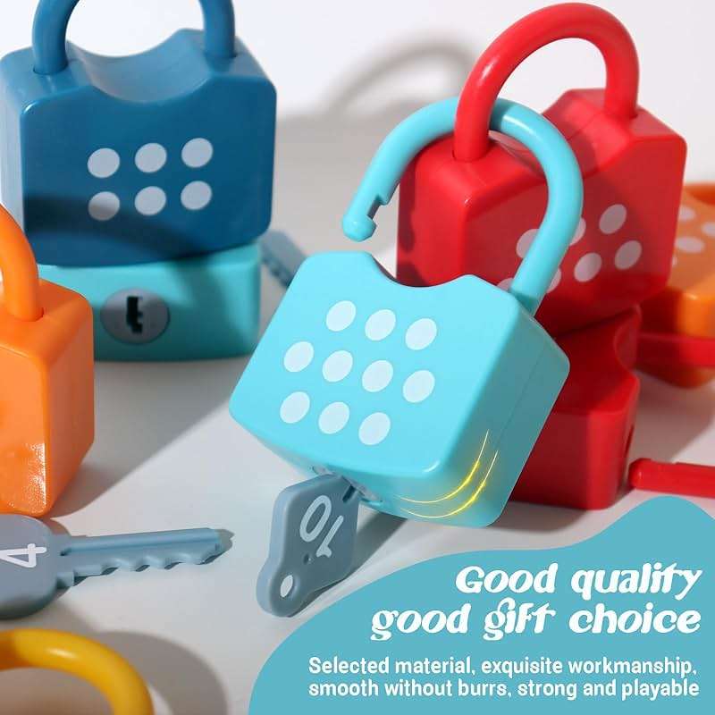 Dinhon Kids Learning Locks with Keys Numbers Matching & Counting Montessori Educational Toys for Ages 3 4 5 Boys and Girls Preschool Games Gifts - Image 5