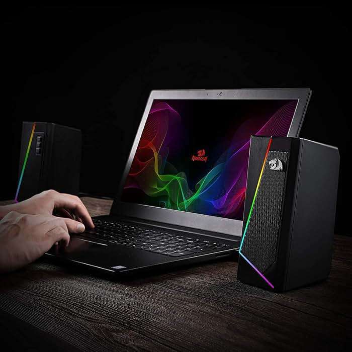 Redragon GS520 RGB Desktop Speakers, 2.0 Channel PC Computer Stereo Speaker with 6 Colorful LED Modes, Enhanced Sound and Easy-Access Volume Control, USB Powered w/ 3.5mm Cable - Image 8
