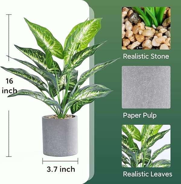Der Rose JC nateva 16" Small Fake Plants Artificial Tropical Faux Plants Indoor for Office Desk Shelf Bathroom Home Decor - Image 3