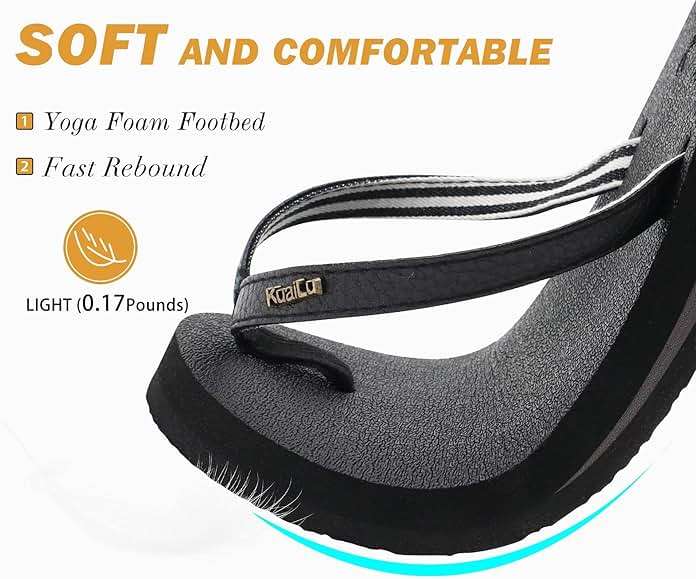 KuaiLu Womens Arch Support Flip Flops Comfortable Yoga Mat Slip on Summer Beach Walking Thong Cushion Sandals - Image 3