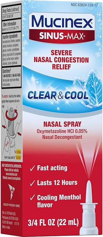 Mucinex Sinus-Max Nasal Spray Decongestant, 12 Hour Over-The-Counter Medication Nose Spray for Sinus Relief, Nasal Decongestants for Adults, Cooling Menthol, 0.75 Fl Oz (Pack of 3) - Image 14