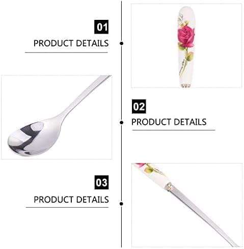6 Pack Stainless Steel Coffee Spoon Ceramic Handle Teaspoon Sugar Ice Cream Desert Spoon Stirring Soup Tableware - Image 4