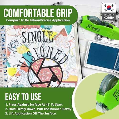 TAPE RUNNER - Double Sided Adhesive with Dispenser Roller Included - Acid Free, Sticky, Transparent - Ideal for Scrapbooking, Crafts & More - Retractable (315 inches per Cartridge), 5 Cartridges - Image 5