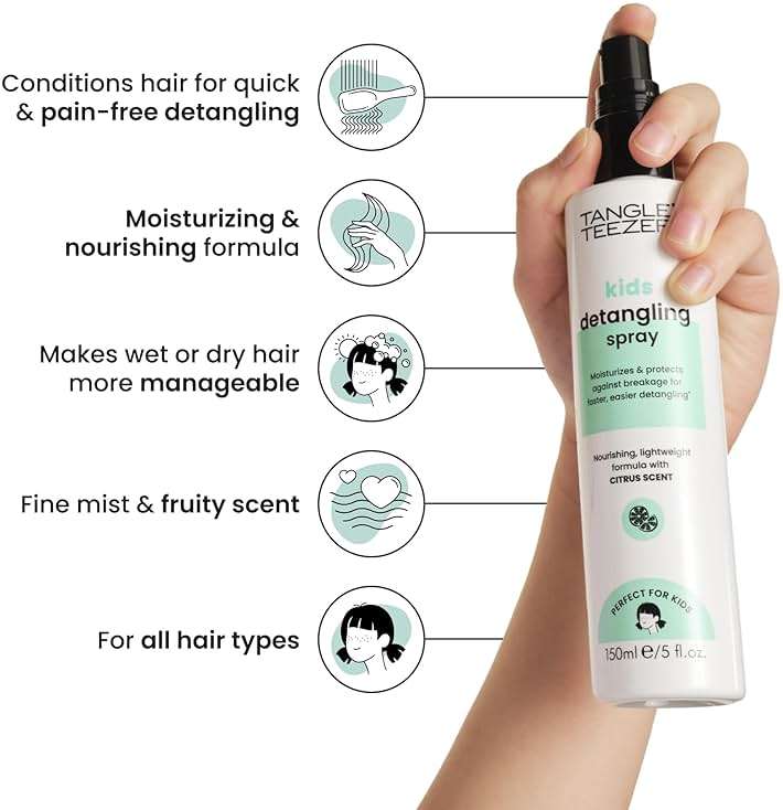 TANGLE TEEZER Hair Detangler Spray for Kids, Vegan and Sulfate-Free with a Fresh & Fruity Scent, for all Hair Types, 5 Fl Oz - Image 2
