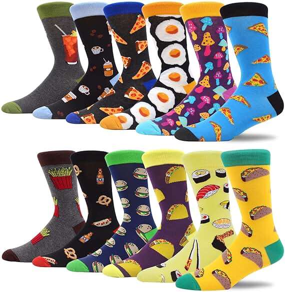 MAKABO Men's Fun Dress Socks Colorful Novelty Patterned Cotton Crew Socks - Image 1