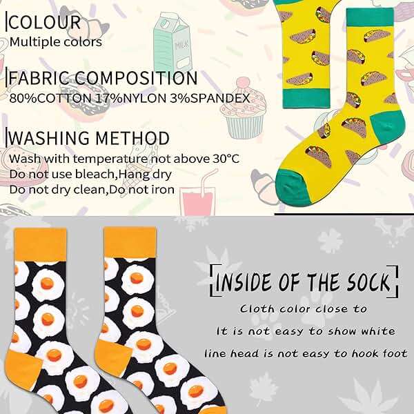 MAKABO Men's Fun Dress Socks Colorful Novelty Patterned Cotton Crew Socks - Image 2