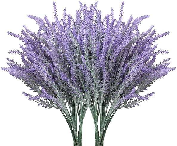 Besteek 10 Bundles Fake Flowers Artificial Lavender Faux Plastic Plants Purple Flowers for Home Wedding Kitchen Garden Patio Porch Window Box Office Table Centerpieces Indoor Outdoor Decor, Purple - Image 1