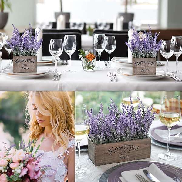 Besteek 10 Bundles Fake Flowers Artificial Lavender Faux Plastic Plants Purple Flowers for Home Wedding Kitchen Garden Patio Porch Window Box Office Table Centerpieces Indoor Outdoor Decor, Purple - Image 6