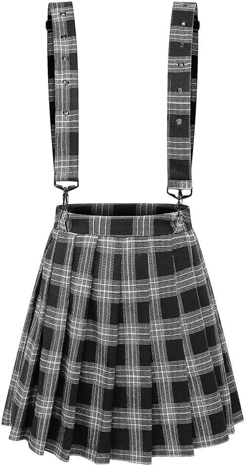 chouyatou Women's Cool Sweet A-Line Decorative Strap Plaid Pleated Mini Skirt - Image 2