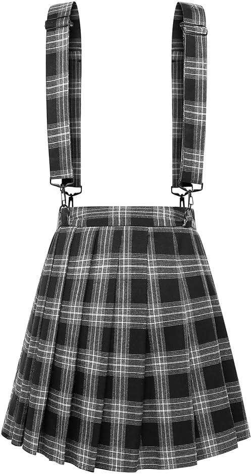 chouyatou Women's Cool Sweet A-Line Decorative Strap Plaid Pleated Mini Skirt - Image 3