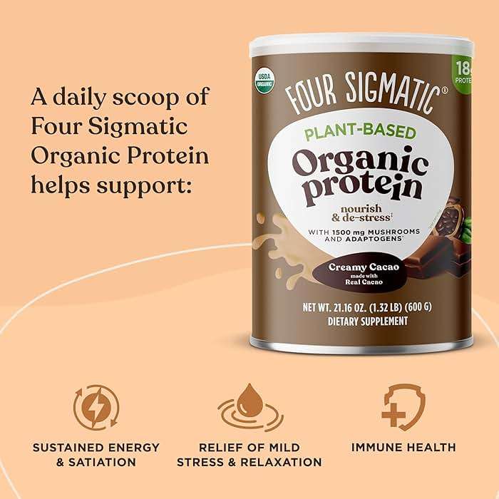 Four Sigmatic Organic Plant-Based Protein Powder | Clean Vegan Protein Elevated with Lion’s Mane, Chaga, Cordyceps and More for Brain Function and Immune Support | Creamy Cacao, 21.16 oz - Image 5