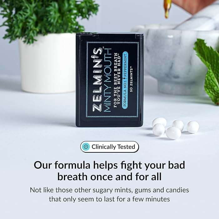 Zelmin's Minty Mouth Breath Mints - (3 Pack) Long Lasting Bad Breath Treatment for Adults, Instant Freshness Helps with Dry Mouth, Natural Breath Freshener for Travel, Alcohol-Free, Keto, Gluten-Free - Image 8