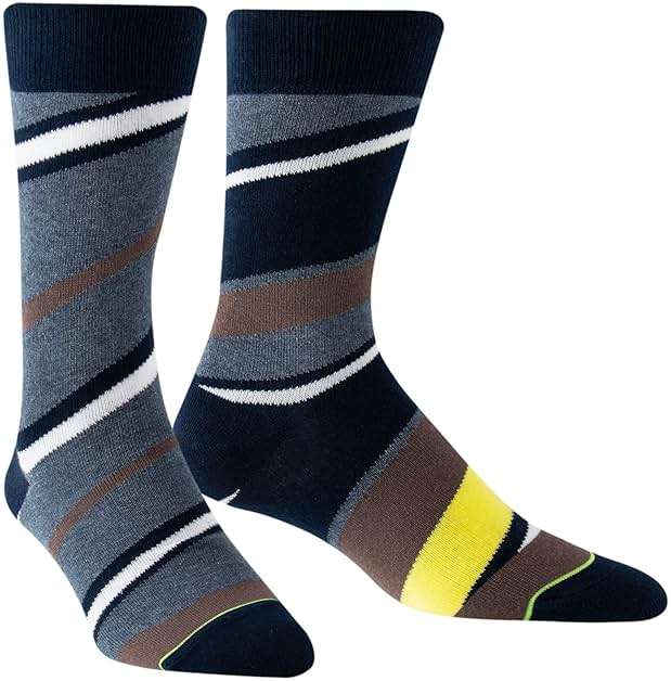 Hicomlor Men's Novelty-Dress Socks, Striped Pattern Crew Socks, Christmas Colorful-Funky-Funny Socks 3/6 Pairs - Image 3