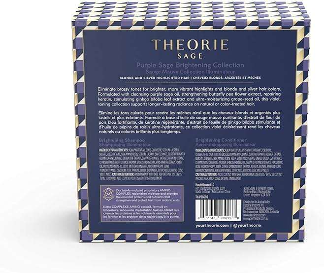 THEORIE Purple Sage Travel Set - Brightening Shampoo & Conditioner minis - Color Repair Formula - Eliminate Brassiness & Yellowing - Suited for Blonde & Highlighted Hair, Bottles 90mL each - Image 4