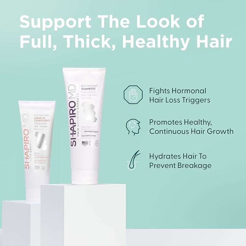 Shapiro MD Hair Growth Experts Shampoo and Leave in Conditioner, DHT Fighting Vegan Formula for Thinning Hair Developed by Dermatologists, Experience Healthier, Fuller Thicker Looking Hair, 1 Month - Image 3