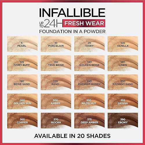 L'Oreal Paris Makeup Infallible Fresh Wear Foundation in a Powder, Up to 24H Wear, Waterproof, Golden Beige, 0.31 oz. (Packaging May Vary) - Image 8