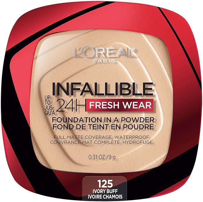 L'Oreal Paris Makeup Infallible Fresh Wear Foundation in a Powder, Up to 24H Wear, Waterproof, Ivory Buff, 0.31 oz. (Packaging May Vary) - Image 1