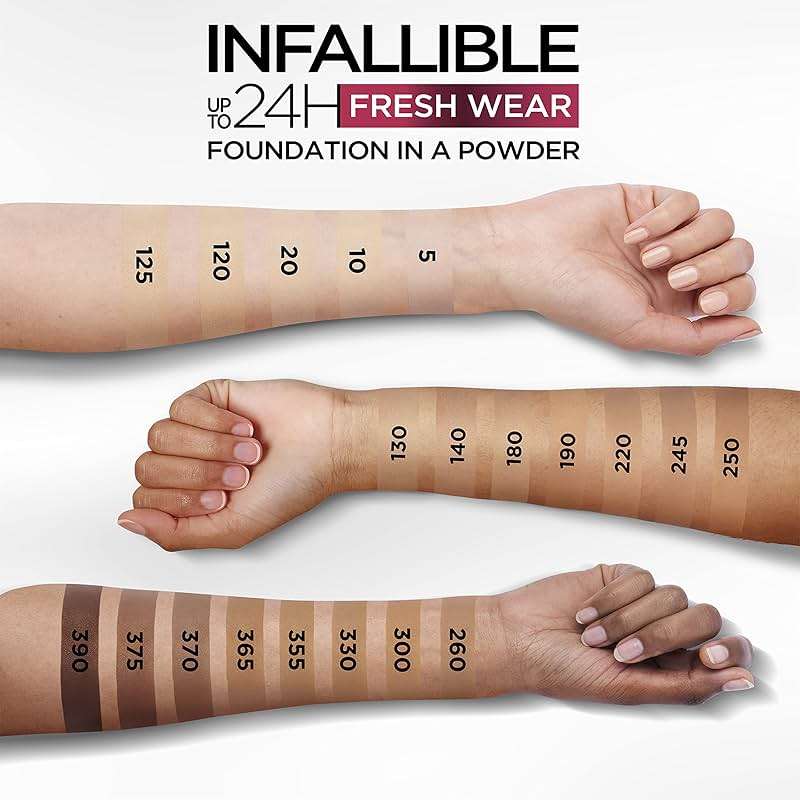 L'Oreal Paris Makeup Infallible Fresh Wear Foundation in a Powder, Up to 24H Wear, Waterproof, Ivory Buff, 0.31 oz. (Packaging May Vary) - Image 9
