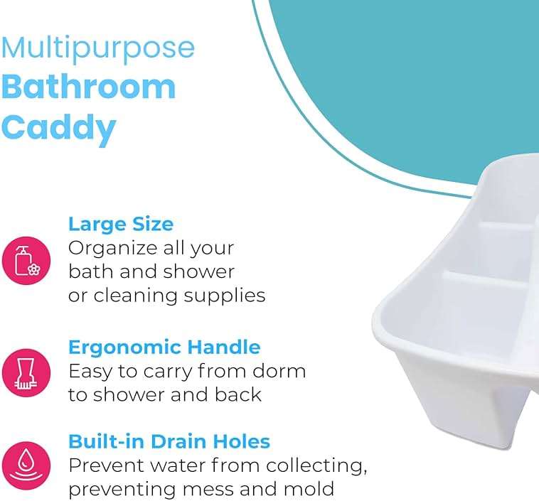 LavoHome Bath Caddie White - Totes with Divided Compartments and Handles for Organizing, Storing & Carrying Cleaning Supplies and Bathroom Accessories (Large Cleaning Caddy) - Image 4