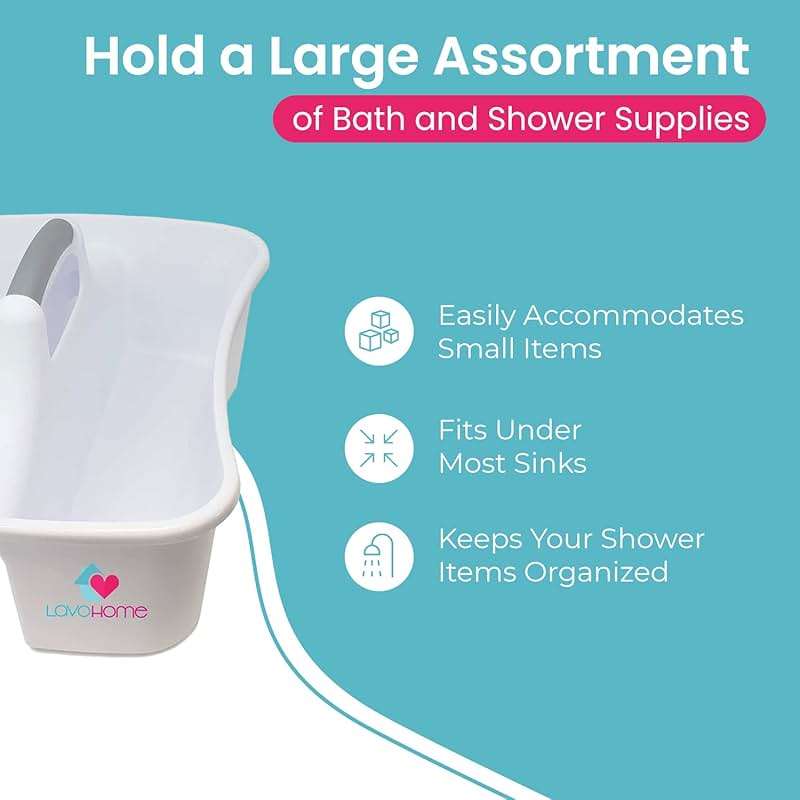 LavoHome Bath Caddie White - Totes with Divided Compartments and Handles for Organizing, Storing & Carrying Cleaning Supplies and Bathroom Accessories (Large Cleaning Caddy) - Image 5