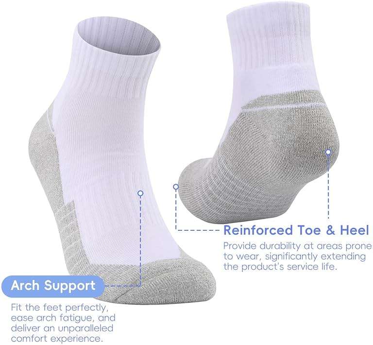 Begrily Mens Cotton Athletic Ankle Socks - 6/8 Pack Thick Cushion Low Cut Sock Comfortable for Running Sport Casual Work - Image 2