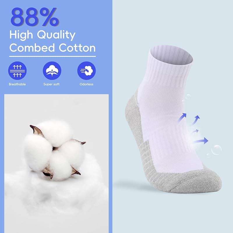 Begrily Mens Cotton Athletic Ankle Socks - 6/8 Pack Thick Cushion Low Cut Sock Comfortable for Running Sport Casual Work - Image 3