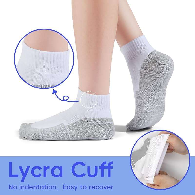 Begrily Mens Cotton Athletic Ankle Socks - 6/8 Pack Thick Cushion Low Cut Sock Comfortable for Running Sport Casual Work - Image 4