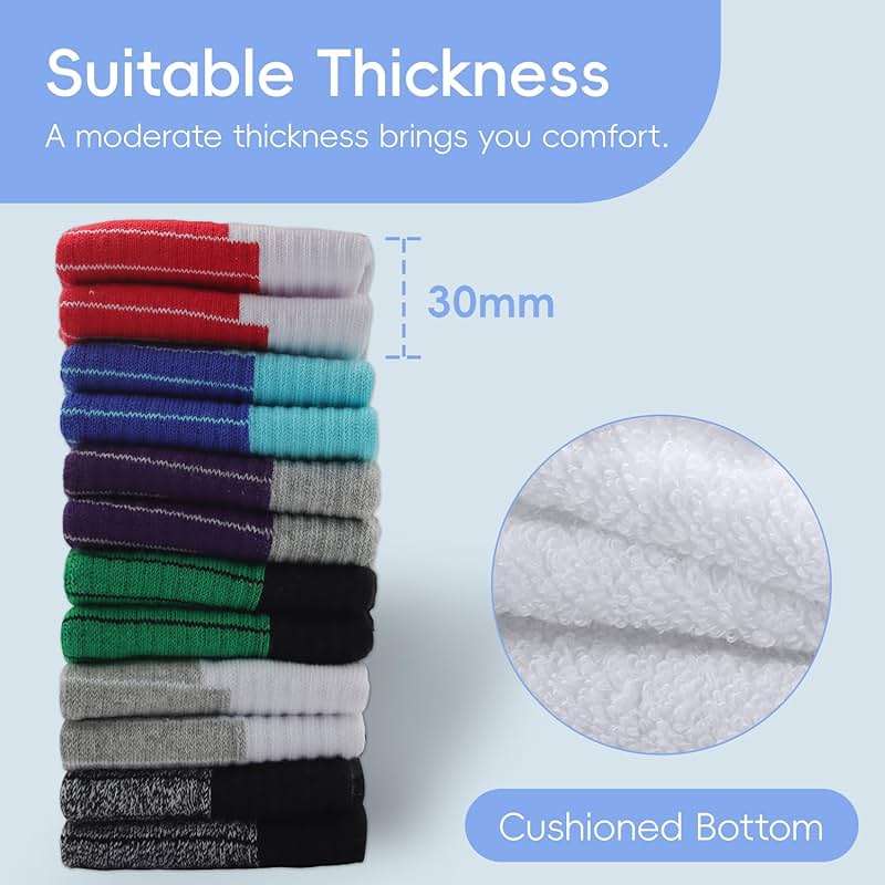 Begrily Mens Cotton Athletic Ankle Socks - 6/8 Pack Thick Cushion Low Cut Sock Comfortable for Running Sport Casual Work - Image 6