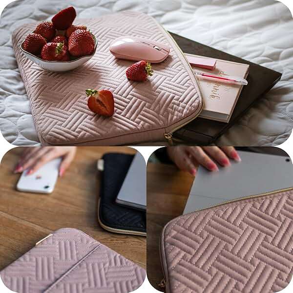BAGSMART Laptop Sleeve Bag Compatible with MacBook Air/Pro, 13-13.3 inch Notebook, Compatible with MacBook Pro 14 Inch, MacBook Air M2 Sleeve 13 Inch, Repellent Protective Case with Pocket, Pink - Image 3