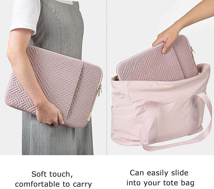 BAGSMART Laptop Sleeve Bag Compatible with MacBook Air/Pro, 13-13.3 inch Notebook, Compatible with MacBook Pro 14 Inch, MacBook Air M2 Sleeve 13 Inch, Repellent Protective Case with Pocket, Pink - Image 4