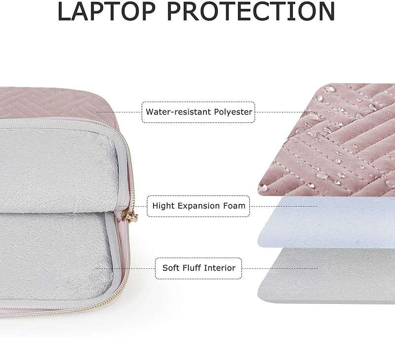 BAGSMART Laptop Sleeve Bag Compatible with MacBook Air/Pro, 13-13.3 inch Notebook, Compatible with MacBook Pro 14 Inch, MacBook Air M2 Sleeve 13 Inch, Repellent Protective Case with Pocket, Pink - Image 5